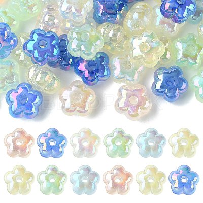 50Pcs UV Plating Rainbow Iridescent Acrylic Beads PACR-CJ0001-27-1