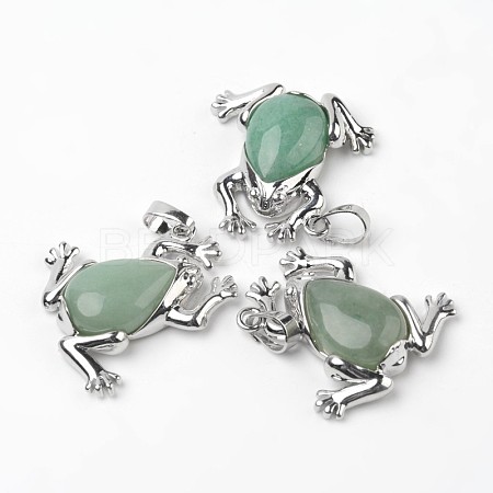 Frog Natural Green Aventurine Pendants G-L455-B02-1