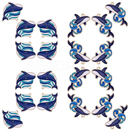 20Pcs Whale Enamel Charm Pendant Blue Whales Fish Charm Sea Animal Pendant for Jewelry Necklace Bracelet Earring Making Crafts JX299A-1