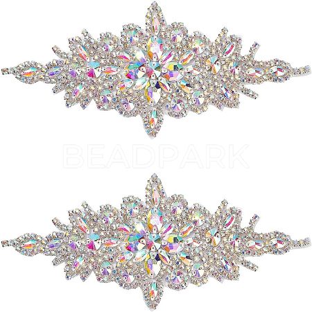 Flower Glitter Glass Hotfix Rhinestone FIND-WH0050-29A-1