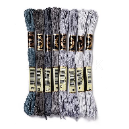 8 Skeins 8 Colors 6-Ply Polyester Embroidery Floss OCOR-M009-01A-05-1