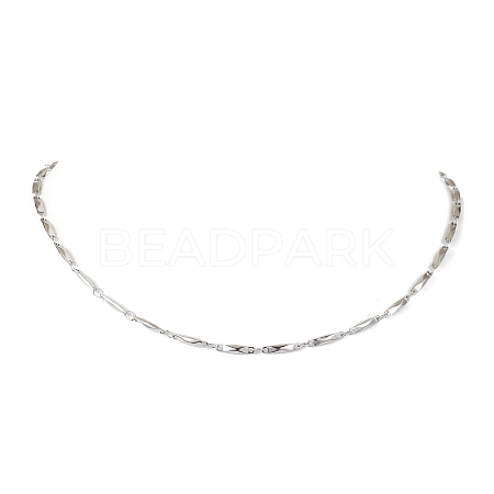 Non-Tarnish 304 Stainless Steel Rectangle link Chain Necklaces NJEW-JN04746-01-1