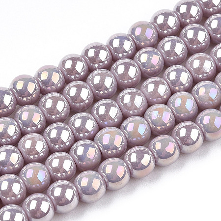 Electroplate Opaque Glass Beads Strands GLAA-T032-P4mm-AB07-1