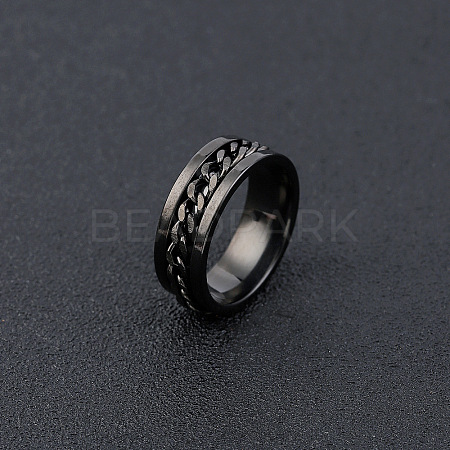 304 Stainless Steel Rotatable Chain Finger Rings for Men FS-WG60CA3-38-1
