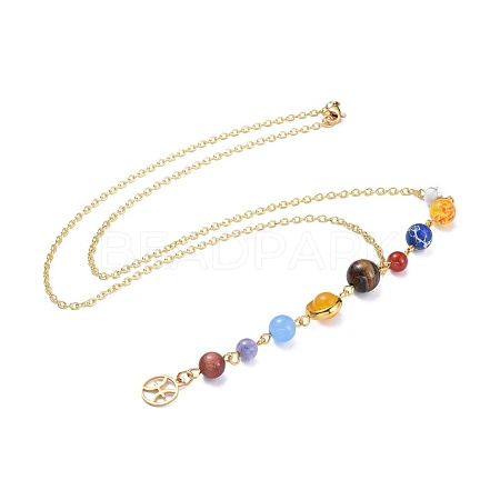 Universe Galaxy The Nine Planets Guardian Star Stone Necklaces NJEW-JN02413-12-1