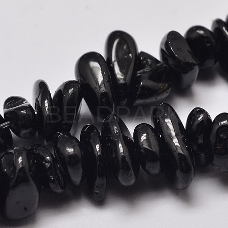 Natural Black Tourmaline Chip Bead Strands X-G-L444-08-1