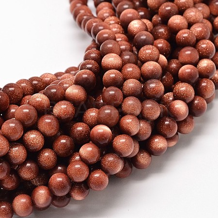 Synthetic Goldstone Round Bead Strands X-G-P075-48-8mm-1