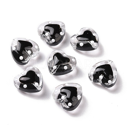 Glass Heart Beads GLAA-D005-01F-1