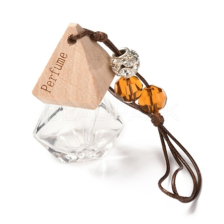 Rhombus Refillable Empty Perfume Bottles Pendant HJEW-D001-08-1