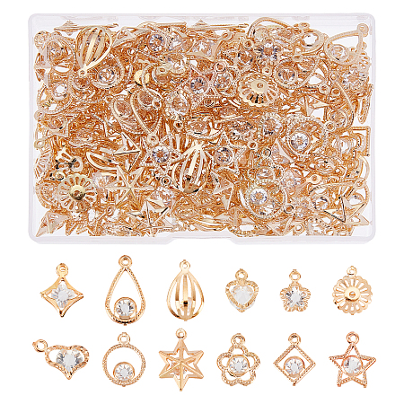 SUPERFINDINGS 168Pcs 12 Style Rack Plating Eco-Friendly Iron Pendants IFIN-FH0001-55-1