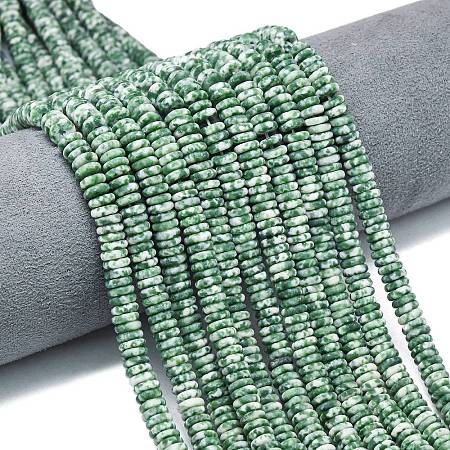 Frosted Natural Green Spot Jasper Beads Strands G-K389-C41-01-1