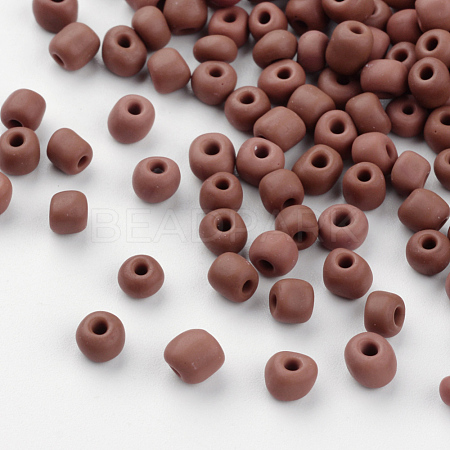 Frosted Opaque 6/0 Glass Seed Beads SEED-R029-4mm-A02-1
