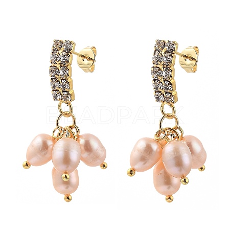 Brass Dangle Stud Earrings EJEW-JE04249-01-1