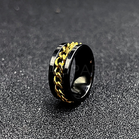 304 Stainless Steel Rotatable Chain Finger Rings for Men FS-WG60CA3-54-1