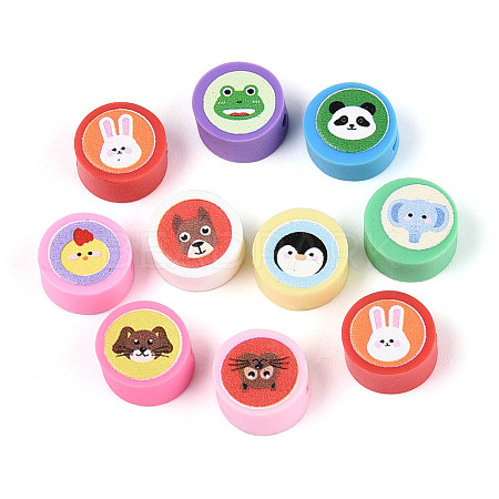 Printed Handmade Polymer Clay Beads CLAY-T022-12F-1