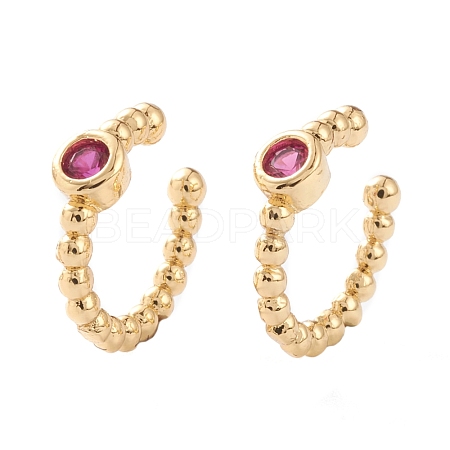 Brass Micro Pave Cubic Zirconia Cuff Earrings EJEW-H109-01D-G-1