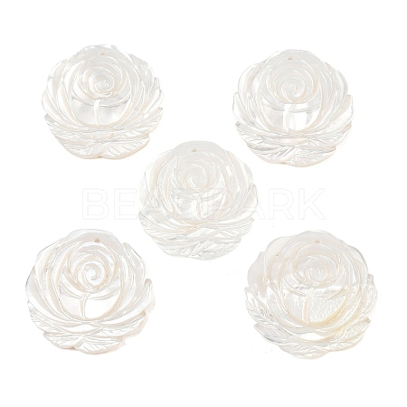 Natural White Shell Carved Pendants SSHEL-B006-02-1