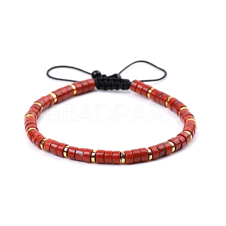 Natural Red Jasper Braided Bead Bracelets for Women PW-WG20352-09-1