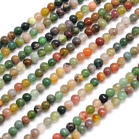Natural Indian Agate Round Beads Strands X-G-N0166-23-3mm-1