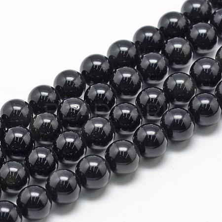 Natural Obsidian Beads Strands G-R446-6mm-24-1
