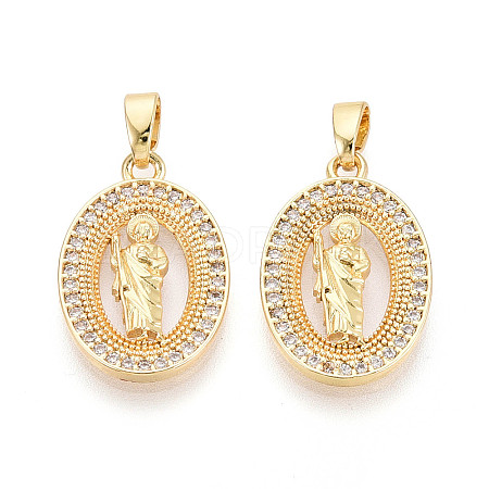 Religion Brass Micro Pave Cubic Zirconia Pendants KK-T073-49G-1