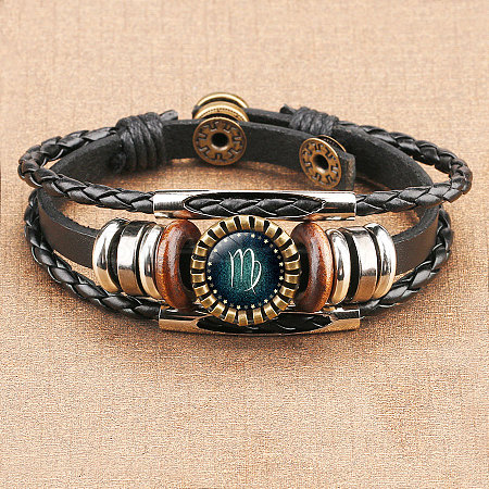 12 Constellations PU Leather Multi-strand Bracelets WGFD09F-06-1