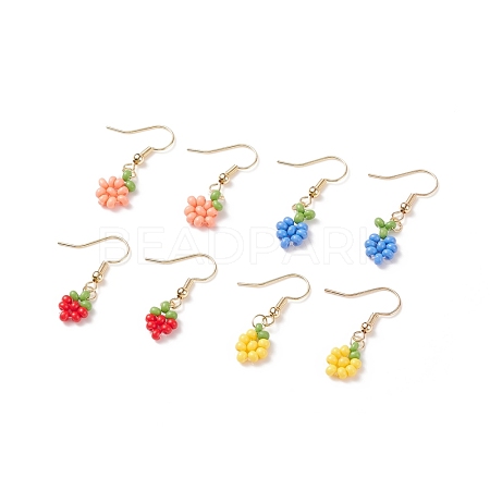 4 Pairs 4 Style Glass Seed Braided Flower Dangle Earrings EJEW-JE05022-1