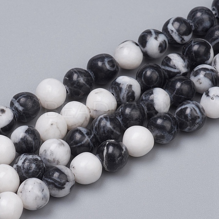 Natural Gemstone Imitation Zebra Jasper Beads Strands G-G829-07-6mm-1