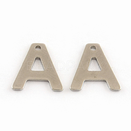 Tarnish Resistant 201 Stainless Steel Letter Charms STAS-S036-01-1