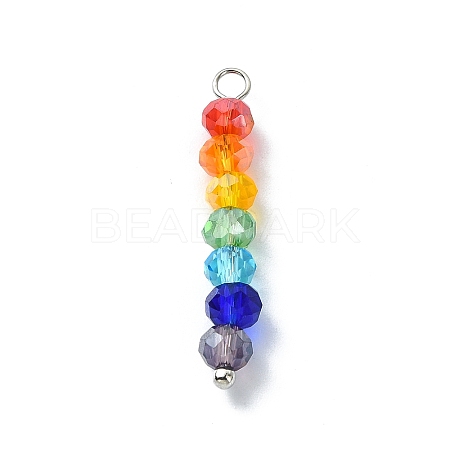 Coloful Faceted Glass Beaded Pendants PALLOY-JF02525-02-1
