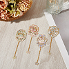 4Pcs 4 Styles Ballet Theme Brass & Iron Enamel Bookmarks with Chain and Bowknot Charms AJEW-SP0002-24-7