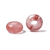 Cherry Quartz Glass European Large Hole Beads X-G-Q442-17-2