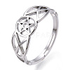 Non-Tarnish 304 Stainless Steel Hollow Out Pentagram Adjustable Ring for Women RJEW-T027-12P-1