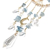 Wire Wrapped Natural Aquamarine Chip Tree of Life Window Hanging Prism Ornaments HJEW-TA00283-01-2