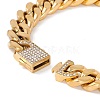 Ion Plating(IP) 304 Stainless Steel Curb Chains Bracelet with Crystal Rhinestone Padlock Clasp for Women BJEW-E107-01G-05-4