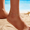 925 Sterling Silver Cable Chain Anklet AJEW-Z029-08G-3
