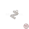 Real Platinum Plated Rhodium Plated 925 Sterling Silver Micro Pave Clear Cubic Zirconia Charms STER-P054-10P-Z-1