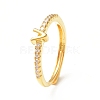 Clear Cubic Zirconia Initial Letter Adjustable Ring RJEW-C052-01G-V-1