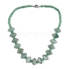 Natural Green Aventurine Round & Cone Beaded Necklaces NJEW-N064-03I-1