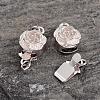 Platinum Plated Sterling Silver Flower Box Clasps STER-K014-H693-P-1