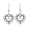 Alloy Heart with Cross Dangle Earrings for Women EJEW-JE05133-1