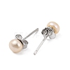 Natural Pearl Round Bead Stud Earrings EJEW-E298-01A-02P-2