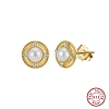 925 Sterling Silver Flat Round Stud Earrings EJEW-D326-02G-2