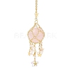 Natural Rose Quartz with Rack Plating Brass Pendants Decorations AJEW-B023-01G-06-2