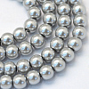 Baking Paint Pearlized Glass Pearl Round Bead Strands X-HY-Q330-8mm-34-1