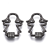 Brass Micro Pave Clear Cubic Zirconia Screw Carabiner Lock Charms ZIRC-T013-07-NF-2