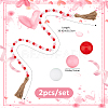 2Pcs Valentine's Day Wood Beads Pendant Decorations HJEW-FH00271-2