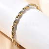 304 Stainless Steel Twisted Rope Shape Cuff Bangles for Women BJEW-C091-02D-GP-2
