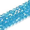 Transparent Electroplate Glass Beads Strands GLAA-F029-4mm-A19-1