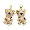 Brass Micro Pave Clear Cubic Zirconia Pendants KK-D004-13G-2